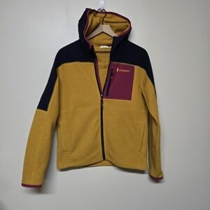 COTOPAXI Jacket Women Small Abrazo Hooded Fleece Yellow Blue Pink Full Zip Hike